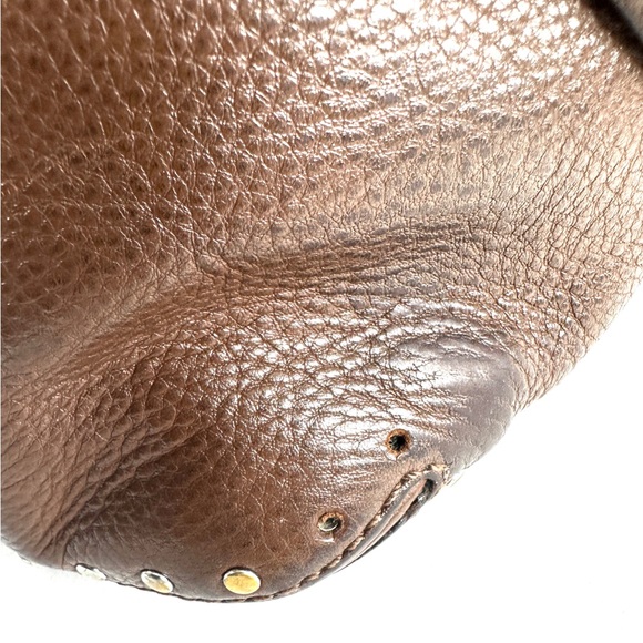 Michael Kors Brown Leather Large Shoulder Bag Chain Strap Studs Logo Grommets - Picture 12 of 12